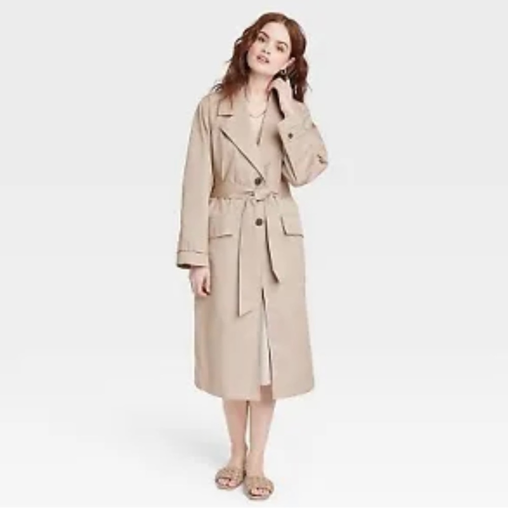Women's Statement Trench Coat - A New Day Tan XS